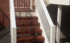 140mm Merbau stairs with custom powder coated balustrading